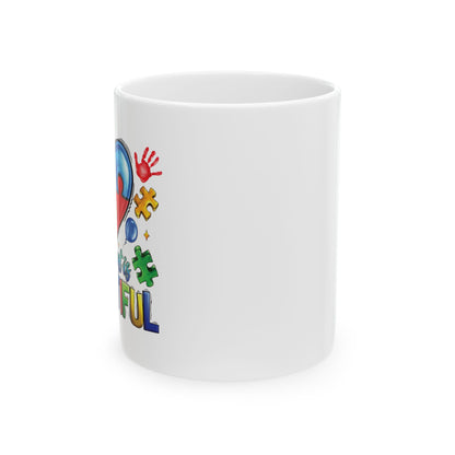 "Different is Beautiful" Puzzle Heart Mug